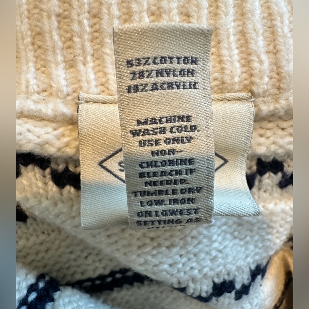 St. John's Bay Cream and Navy Striped Knit Top - Picture 4 of 4